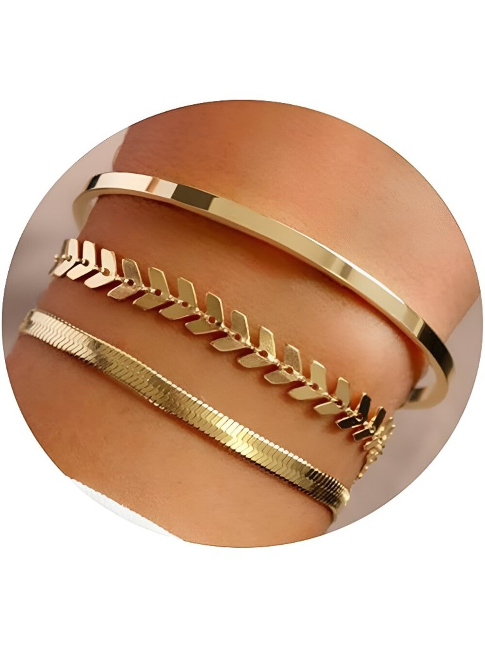 Gold Plated Bracelets Dainty Layered Herringbone Twisted Rope Chain Bracelets